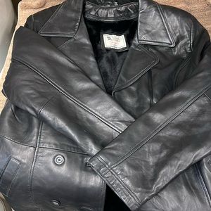 black leather coat